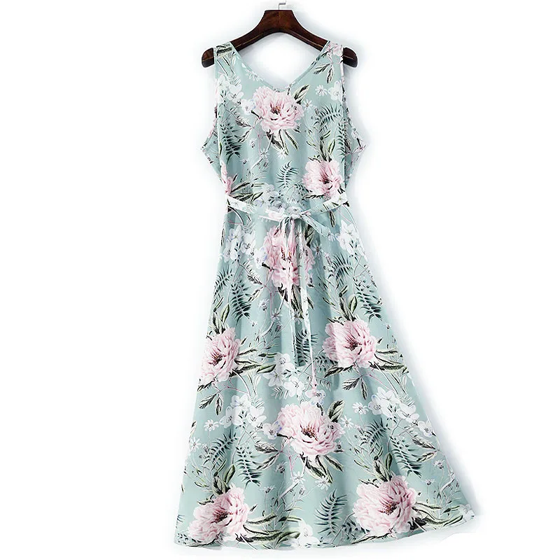 فستان سترة أنيق من BirdTree-Silk مزدوج الكريب، رقبة على شكل V وطبعة زهور برباط، فستان حفلات مزاجي للنساء، ربيع 2026 D5D560CC #2