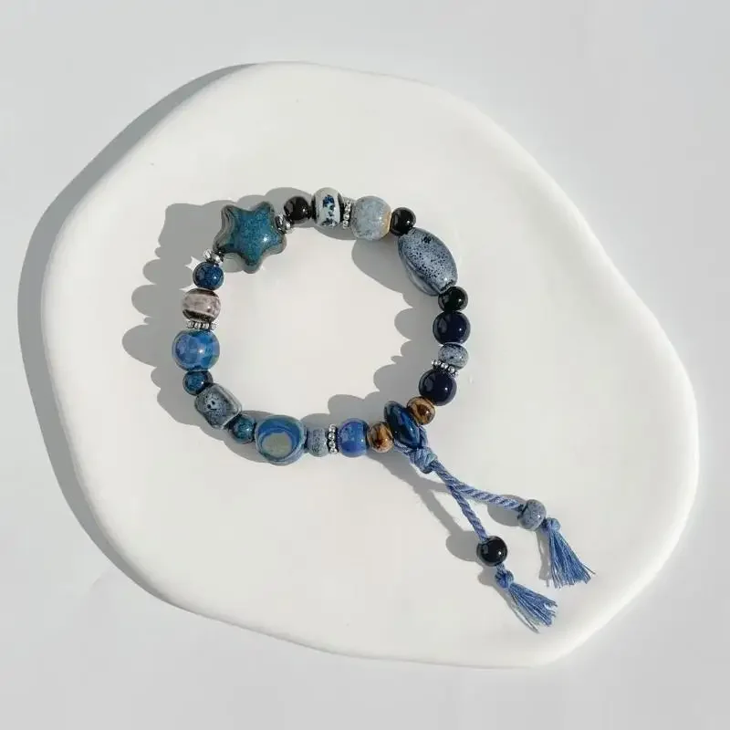 Cute Celestial Star Ceramic Beads Bracelet Handmade Friendship Jewelry Gift For Women Girls Bestie