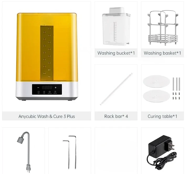 Volume Curing Washing Machine For SLA LCD Resin 3D Printer Cleaning Size 228*128*250 mm ANYCUBIC Wash & Cure 3 Plus Large