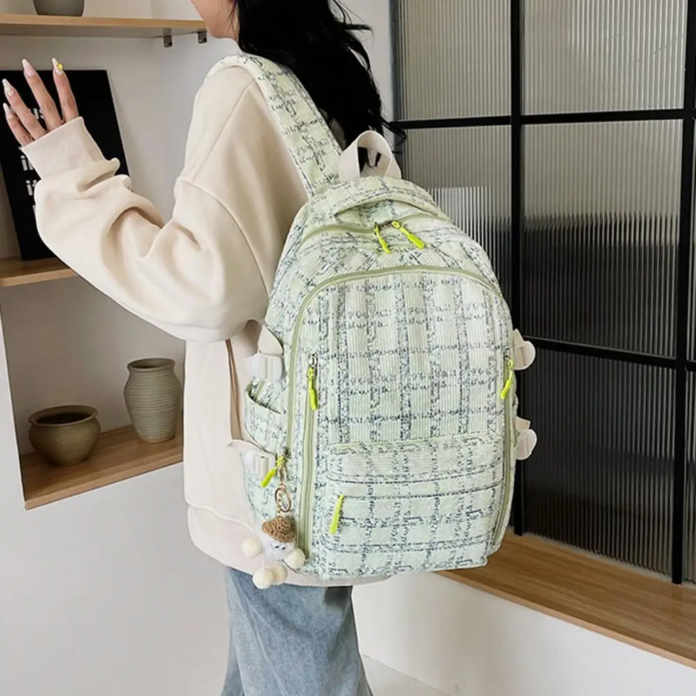 Mochila de gran capacidad para estudiantes, mochila ligera con estampado de fresa de Color dulce, con múltiples compartimentos para la escuela de pupilas