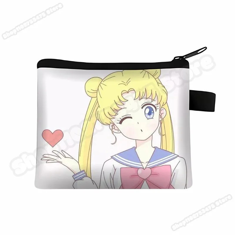 Sailor Moon Woman Anime Fashion Coin Purse Girls Cartoon Printed Wallet Casual Cute Moneybag Kawaii Mini Change Bag Purses Gifts