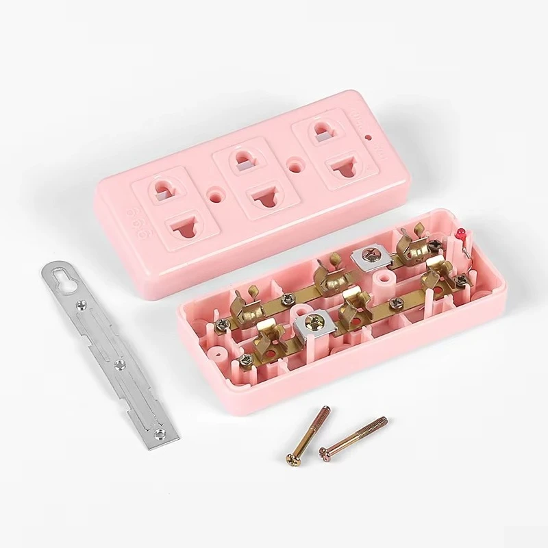 Southeast Asia Colorful Wall Socket Two Pin Socket Three-position Power Outlet with Indicator Light
