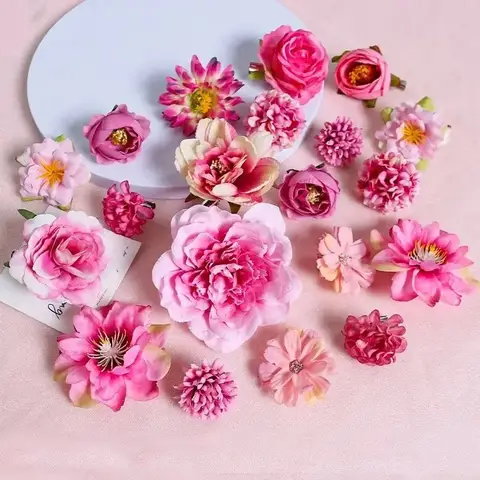 3/21Pcs 혼합 인공 꽃 실크 장미 가짜 꽃 홈 룸 웨딩 장식 DIY 공예 화환 꽃다발 액세서리