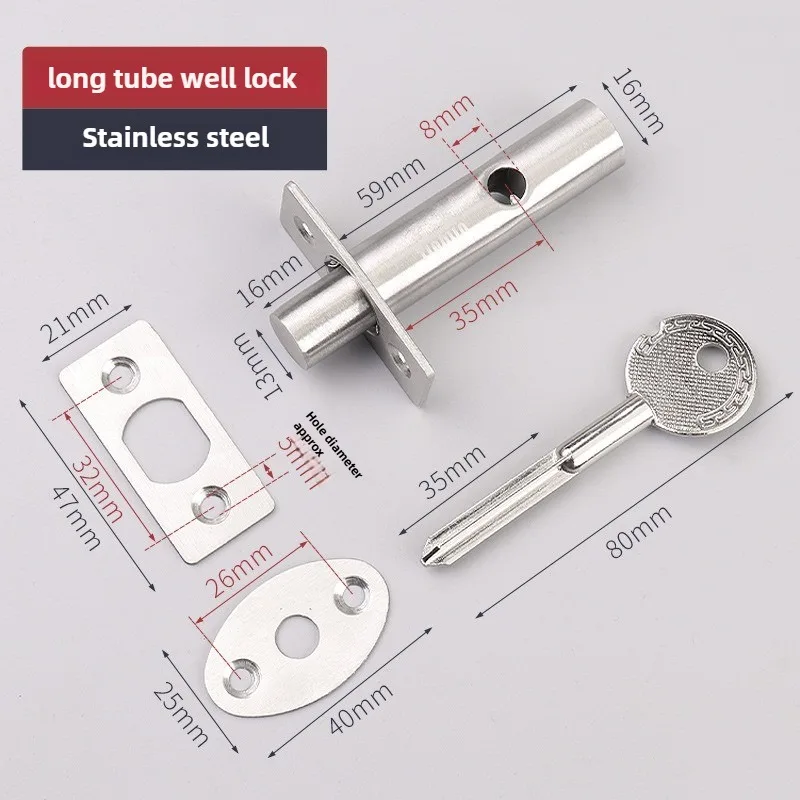 1 Set Eisenrohr-Brunnenschloss-Hardware, Rohr-Brunnenschloss für feuerfeste Türen, Notausgangsschloss, Edelstahl, verdeckte Tür – Detail 11