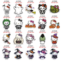 Cartoon Halloween Hello Kitty Planar Resin Printed for DIY Holiday Hairbow Accessories Craft Handmade Material 30pcs