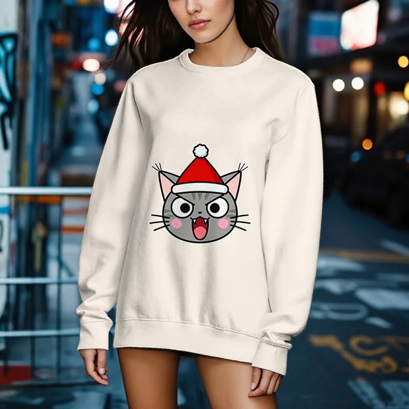 여성용 크루넥 레귤러 긴팔 프린트 스웨트셔츠, 출퇴근 및 쇼핑에 적합, 봄, 가을, 겨울 스타일