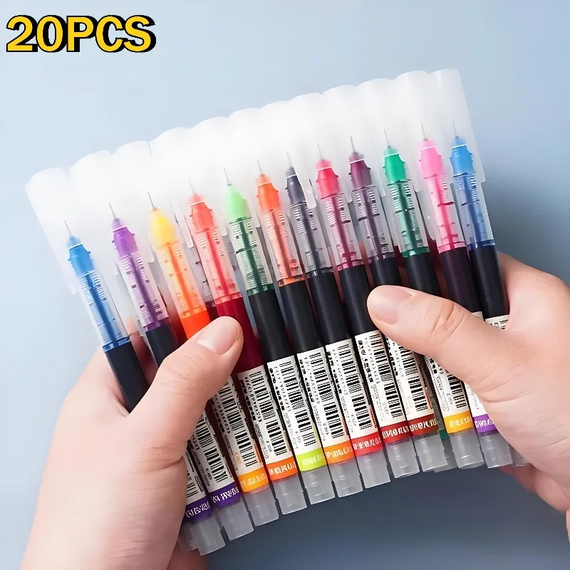 

20PCS Straight Liquid Ball Pen Signature Gel Pen 0.5mm Quick-Drying Ink Tool School Office Ball Pen Supplies Writing Stationery