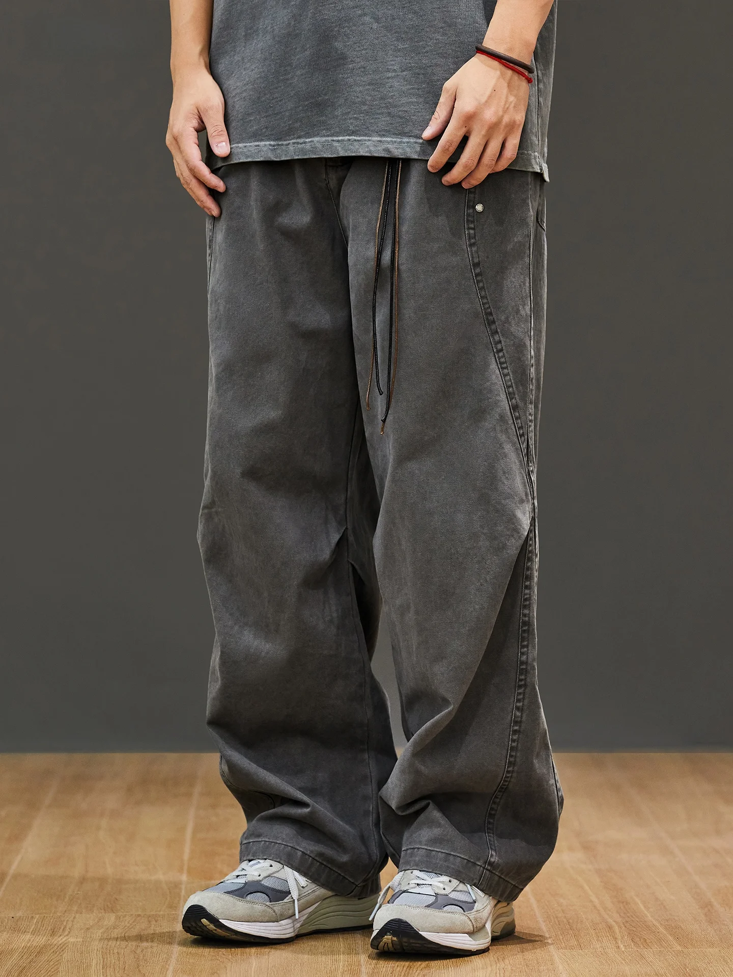 

American Sle Loose Cotton Straight Leg Casual Pants Men's Retro Trendy Brand Long Trousers Pure Cotton Versatile Loose Pants