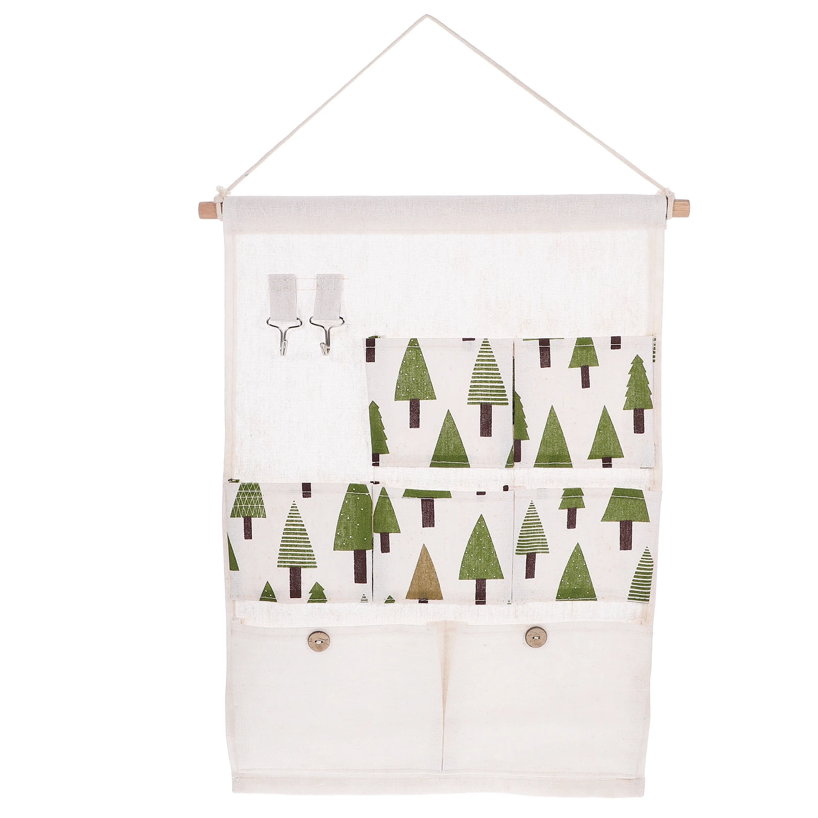 

Hanging Storage Bags Wall-mounted Organizer 7 Pockets 2 Hooks Bedroom Door Fabric Wall Pocket Student