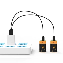 2PCS 100% ZNTER 9V 700mAh Rechargeable Battery USB 6300mWh Li-Polymer Battery RC Battery with Type-C Cable Fast Charge