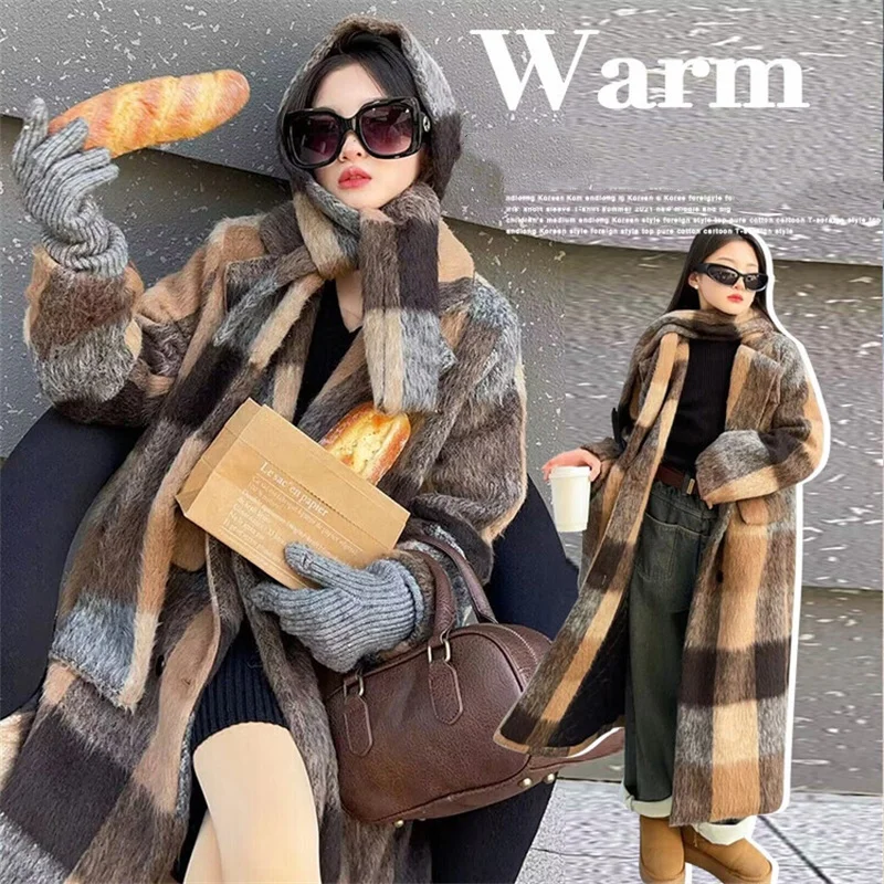 Girls Woolen Coat Overcoat Jacket Windbreak Outerwear 2024 Dazzling Warm Thicken Winter Warm Snowsuits Christmas Gift Children's