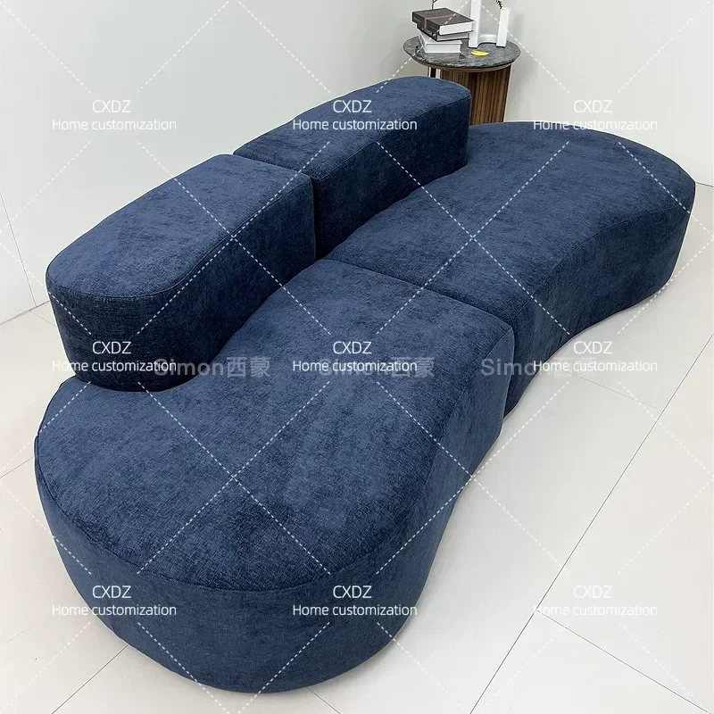 Italian Minimalist Curved Moon Sofa Fabric Compression Living Room Furniture Small Apartment Cashew Shape Couch Modern Design