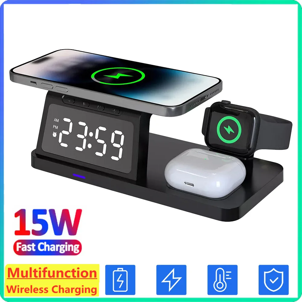 

3 in 1 Wireless Charger Stand For iPhone 16 15 14 13 12 11 Charger Airpods Pro IWatch 8/7/6/SE/5/4/3/2/1 Fast Charging Station