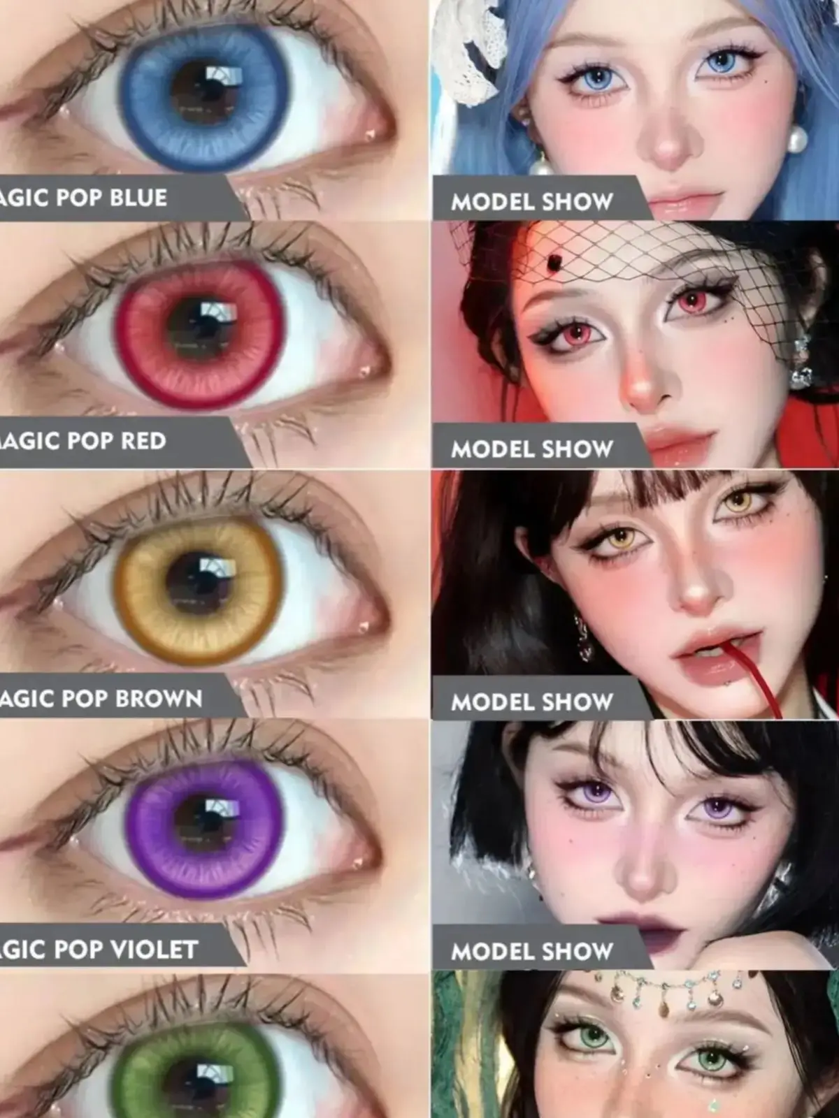 VISUASHOW Anime Cosplay Farbige Kontaktlinsen Augenkontaktlinsen Magic Pop Grün Halbjährige Verwendung Weiche Kosmetische Make-up-Linsen für Partys