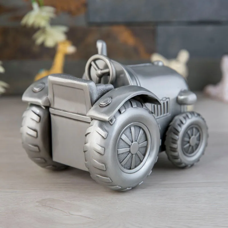 Metal tractor piggy bank coin jar, planter change piggy bank. kids birthday gifts kids gifts