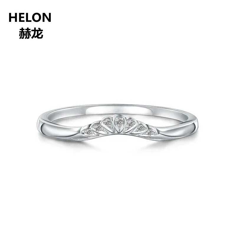 Solid 14k White Gold Women Engagement Natural Diamonds Ring Wedding Band  Fine Jewelry Anniversary Party Ring