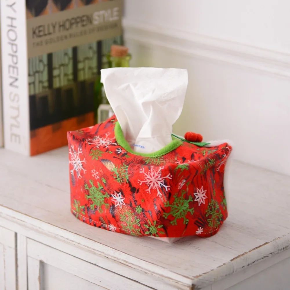 New Red Tissue Paper Box Green Paper Sets Paper Extraction Box Santa Claus Christmas Decorative Toilet Paper Bag Party