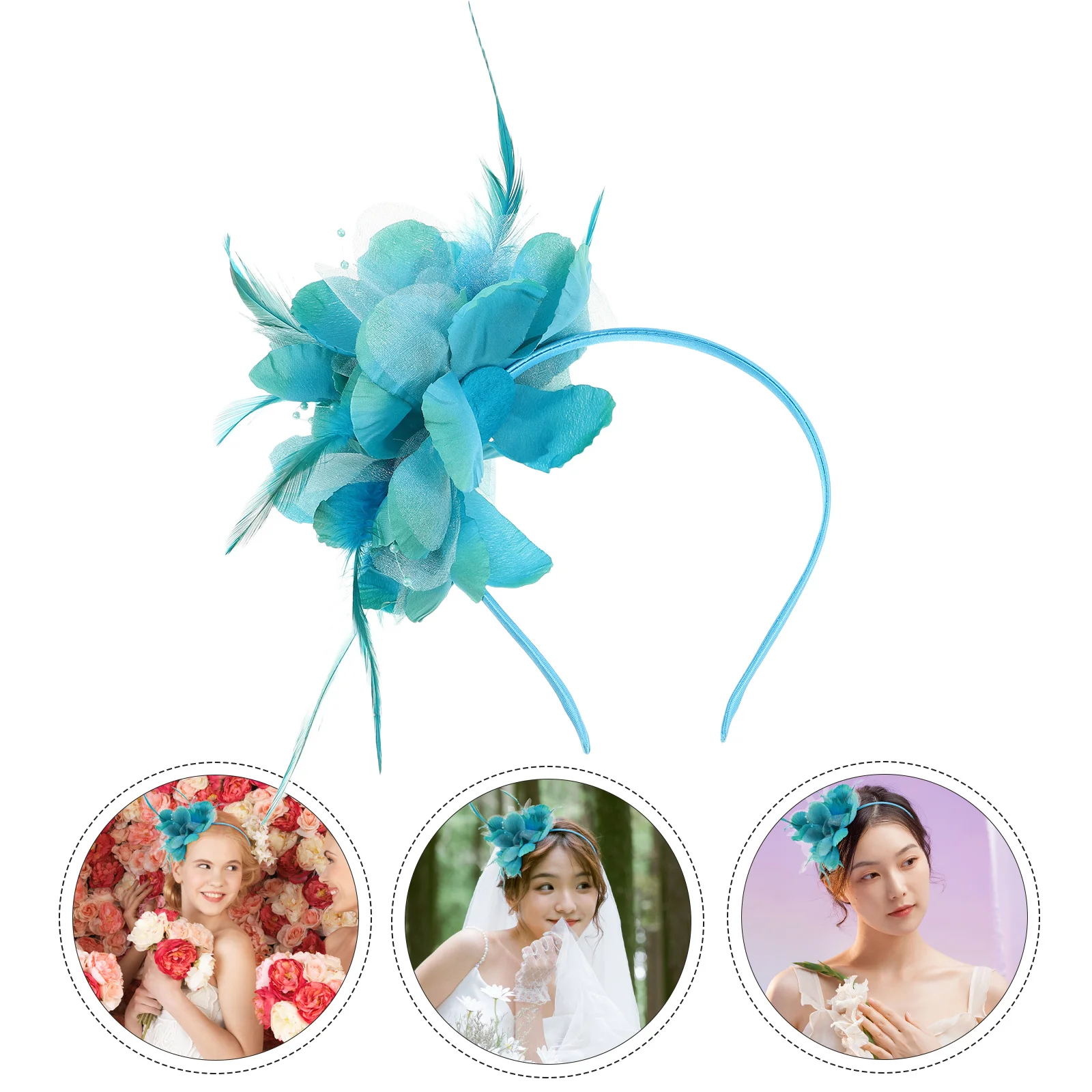 

Elegant Bridal Fascinator Headwear Floral Plume Hair Piece Wedding Headband Dance Performance Photography Women Wedding Hair