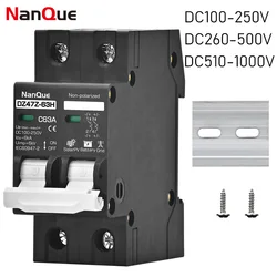 2P Dc 100V 150V 200V 250V 500V 1000V Spanning Dc Mcb Stroomonderbreker 16a 20a 25a 32a 40a 50a 63a Zonnepaneel Batterij Beschermer