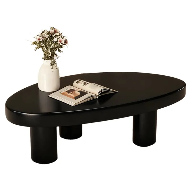 For Mid-Century Wood Coffee Table, Modern Irregular Shape for Small Apartment