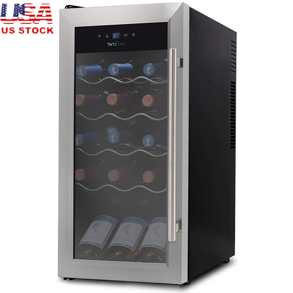 

Цифровой электрический охладитель вина, 18-бутылочный термоэлектрический охладитель с цифровым управлением, тихая стеклянная дверь, светодиодный светильник, отдельно стоящий