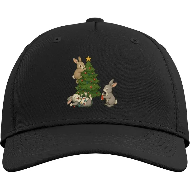 Rabbit Bunny Christmas Tree Xmas Adjustable Baseball Hat