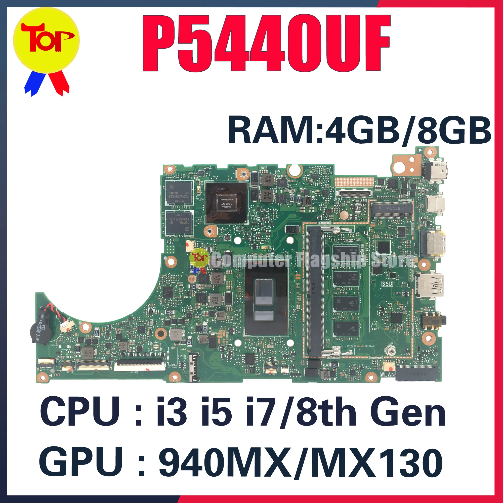 P5440UF Laptop Motherboard For ASUS P5440UA P5440U P5340UF UMA/940MX I3-8130U I5-8250U I7-8550U 4G OR 8G Mainboard 100% Working