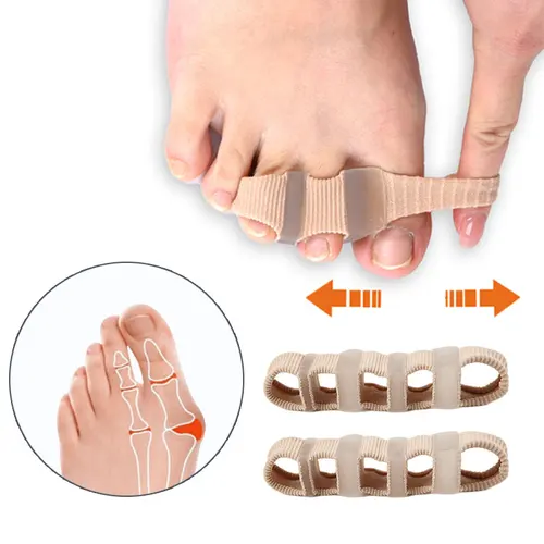 Separador de dedos de silicona de 5-2 agujeros, Corrector de dedos, alisador de juanete pulgar, Corrector de Hallux Valgus, espaciador, herramienta para el cuidado de los pies