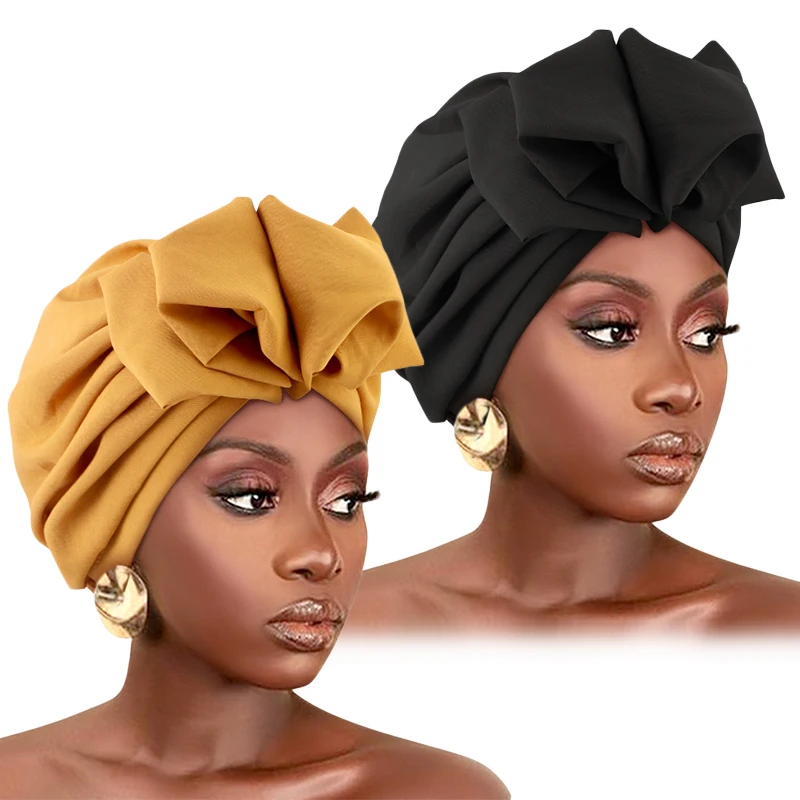2 Peças Novas Toucas Turbantes Muçulmanas para Mulheres, Hijab, Boné Indiano, Lenço de Cabeça, Faixas Elásticas para Cabelo, Gorro, Acessórios de Cabelo para Senhoras e Meninas