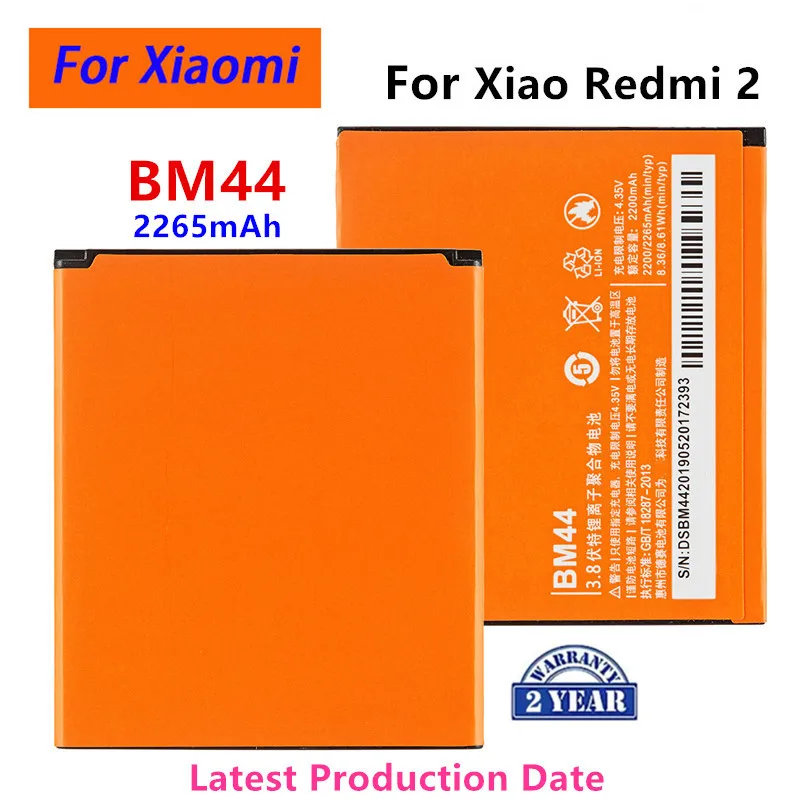 

100% Orginal BM44 2650mAh Battery For Xiaomi Redmi 2/Hongmi 2 BM44 High Quality Phone Replacement Batteries