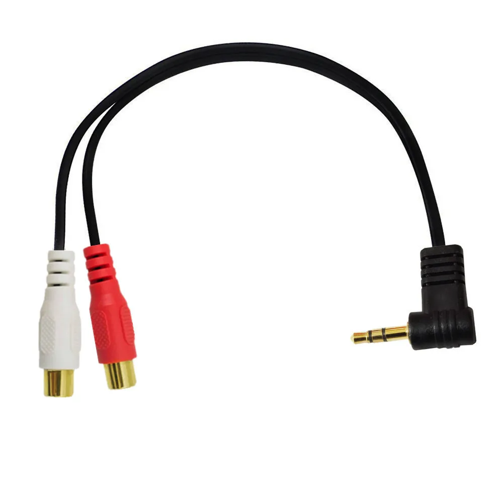 90 Degree Right-Angled 3.5mm Gold 1/8 Stereo Mini Jack Male to 2 Female RCA Adapter Audio (Male to 2 Female)，0.25m/1.5m