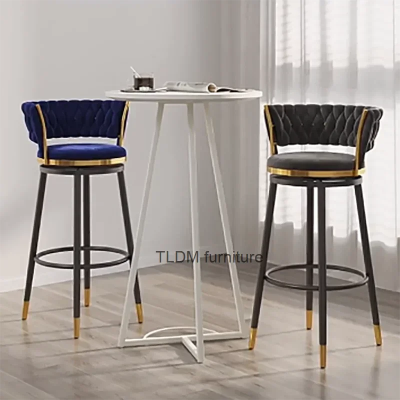 

Library High Iron Bar Chair Luxury Reception Backrest Modern Living Room Bar Stools Designer Height Banqueta Trendy Furniture