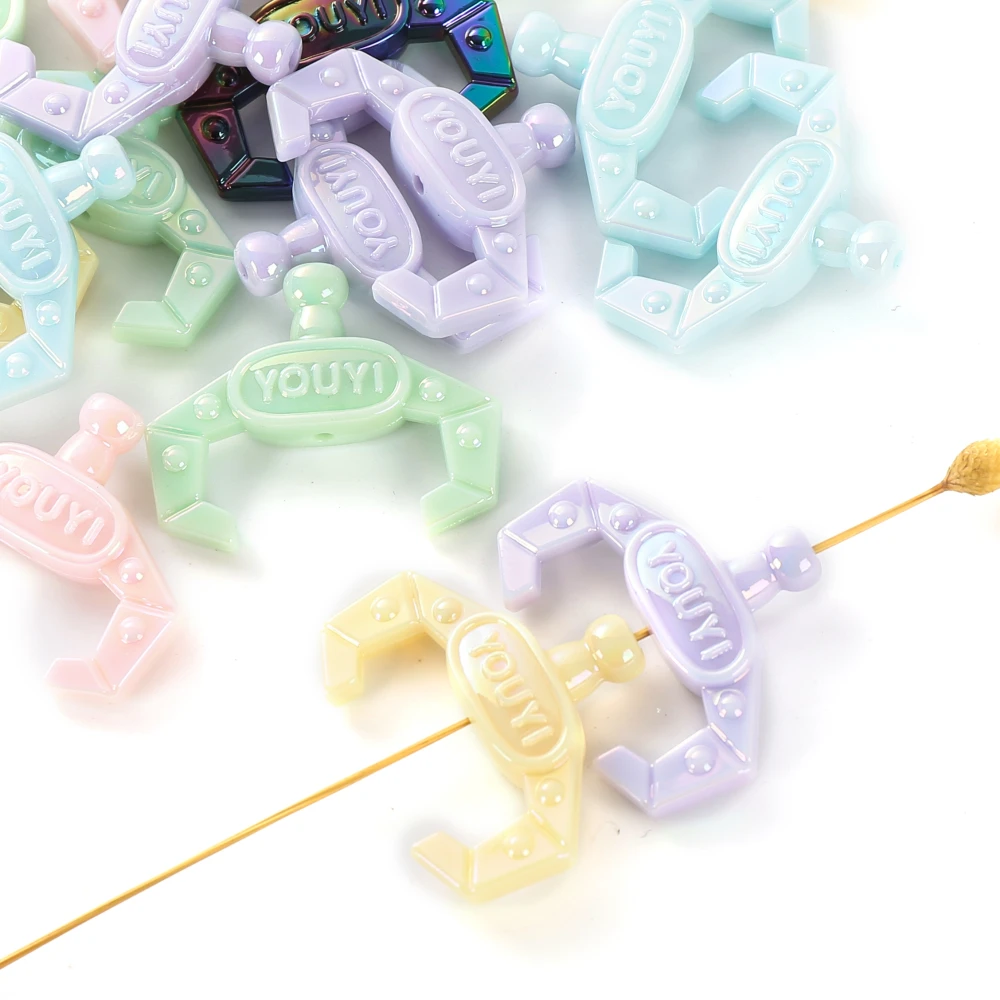 10Pcs/lot Cute Design Solid Color Letter Clip Style Acrylic Loose Spacer Beads for Jewelry Making Bracelet Beads Accessories