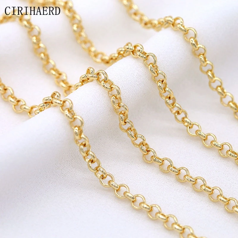 

2/3/4/5.5mm 14K Gold Plated Brass Metal Round Link Chain DIY Jewelry Accessories Necklace Bracelet Fittings Components Findings