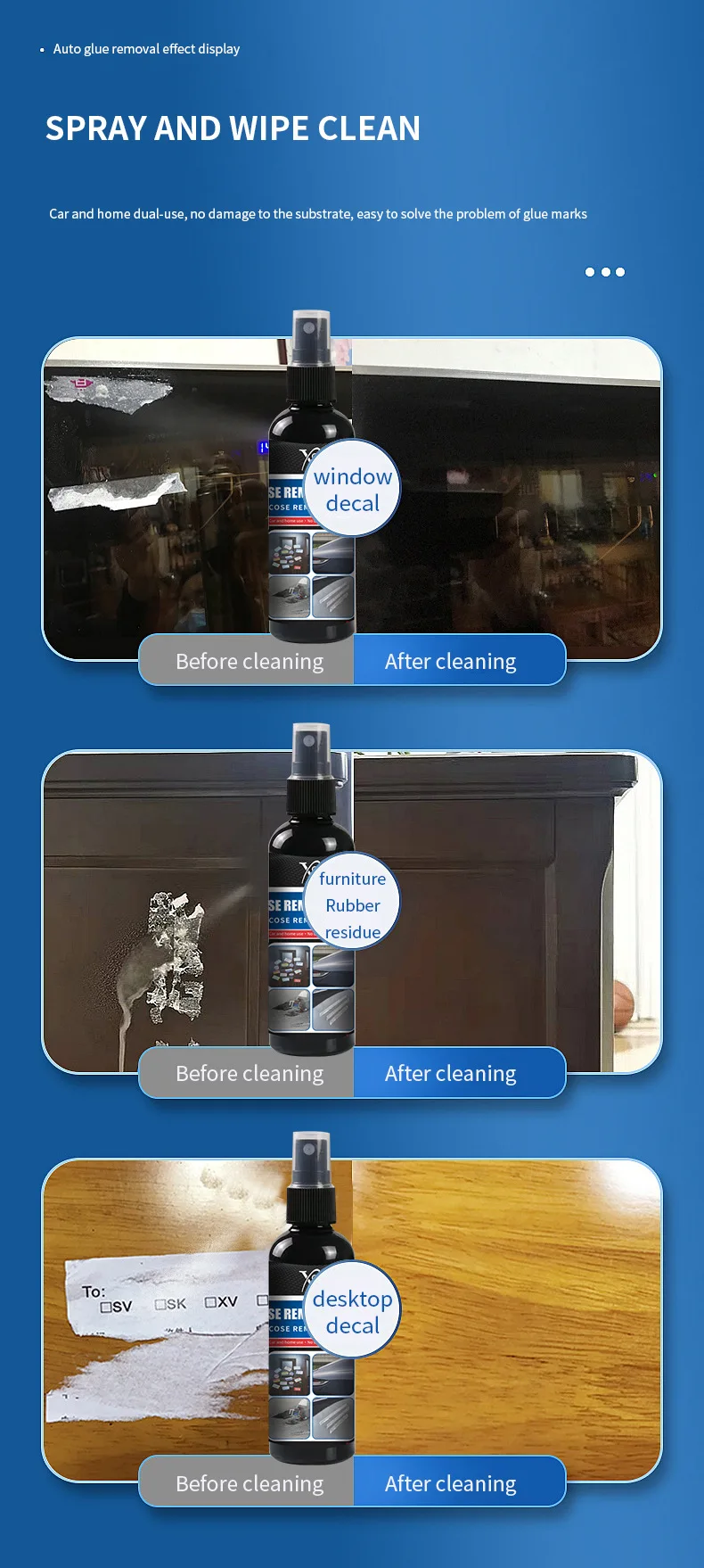 Klebstoffentferner-Spray für Autoglas, schnellwirkender Entferner von Kleberückständen, Etiketten- und Klebebandreiniger für eine Vielzahl von Oberflächen – Detail 7