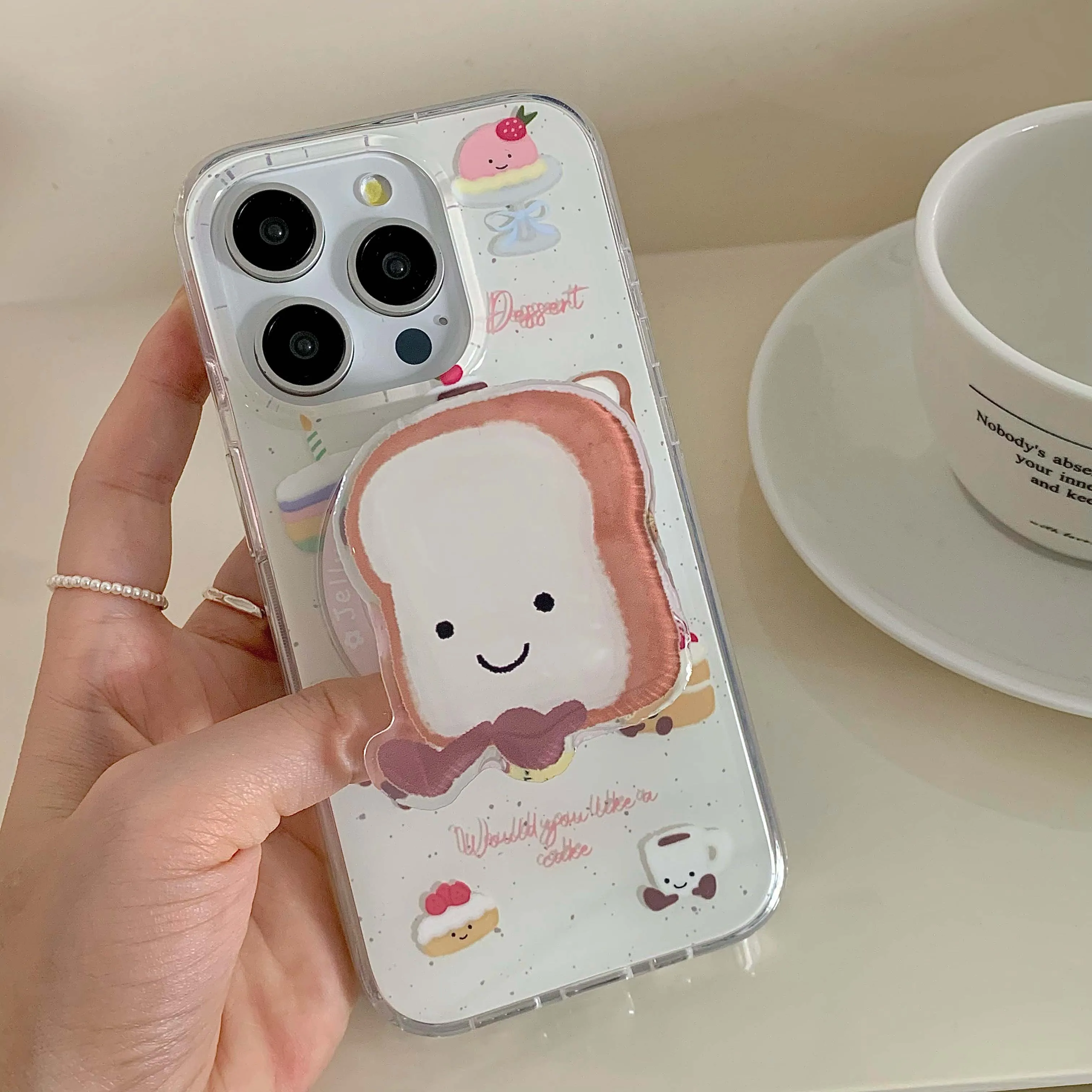 Cute Cartoon Dessert Cake Phone Case Magnetic Fundas For Iphone 14ProMax 13 14 15 Pro Max 15ProMax 12 13Pro Stand Holder Shell