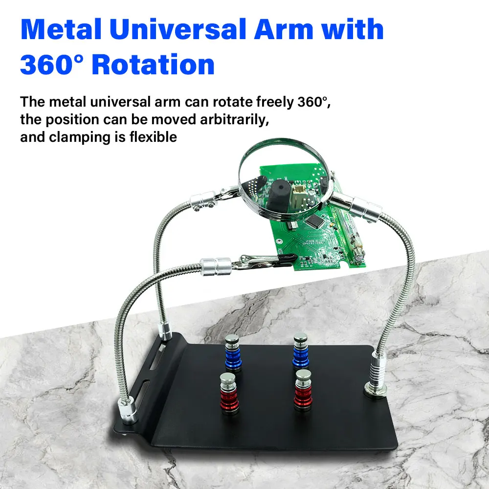 Helping Hands Welding Workshop Station Helping Desktop Magnifier Soldering Magnetic PCB Board Fixed Clip Flexible Metal Arms