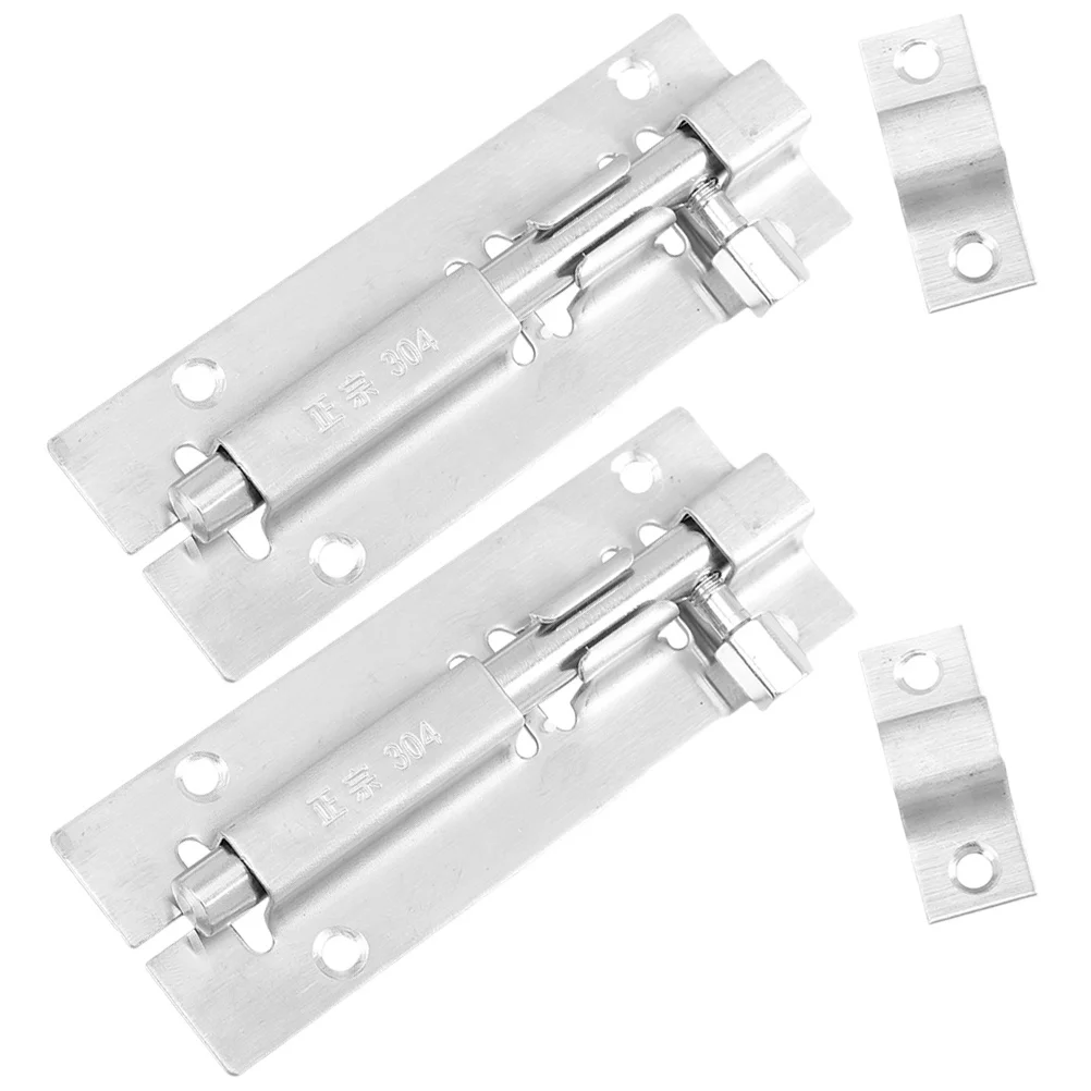 

2 Pcs Thickened Latch Door Buckle Slide Bolt Barrel Sliding Dual Screen 304 Stainless Steel Barn Latches Heavy Duty Lock