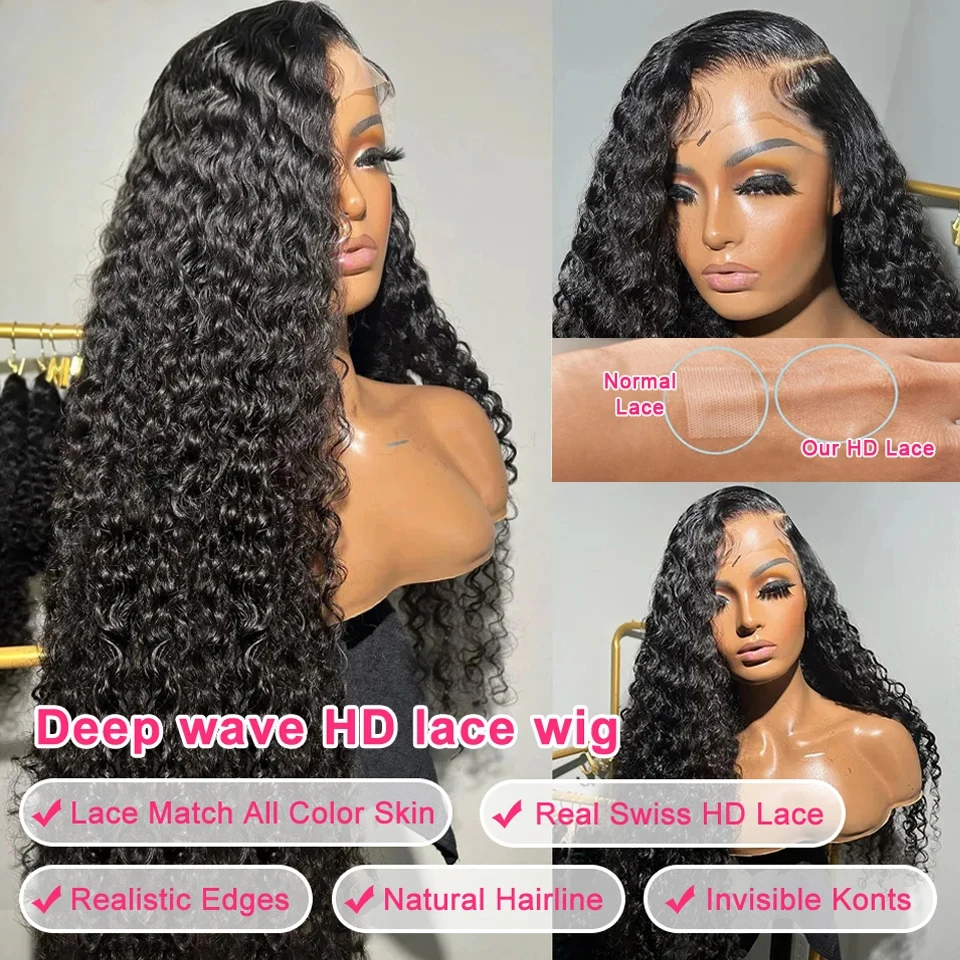 موجة عميقة الباروكات 13x6/13x4 HD الدانتيل الشفاف الجبهة باروكة من شعر طبيعي مجعد 5x5 HD الدانتيل إغلاق الباروكات 360 الدانتيل شعر مستعار أمامي شعر الإنسان