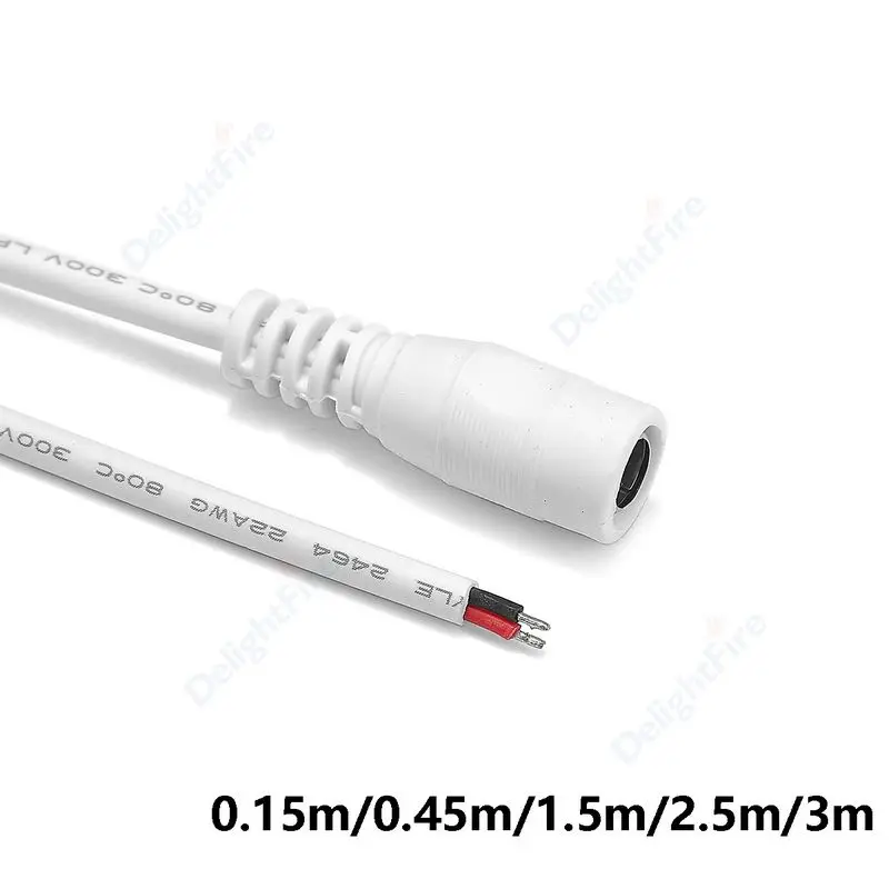 1/10 sztuk kobieta DC kabel drutu 5.5*2.1mm 22AWG 5V biały DC wtyczka zasilania złącze adaptera przewód do 5050 taśmy LED światła