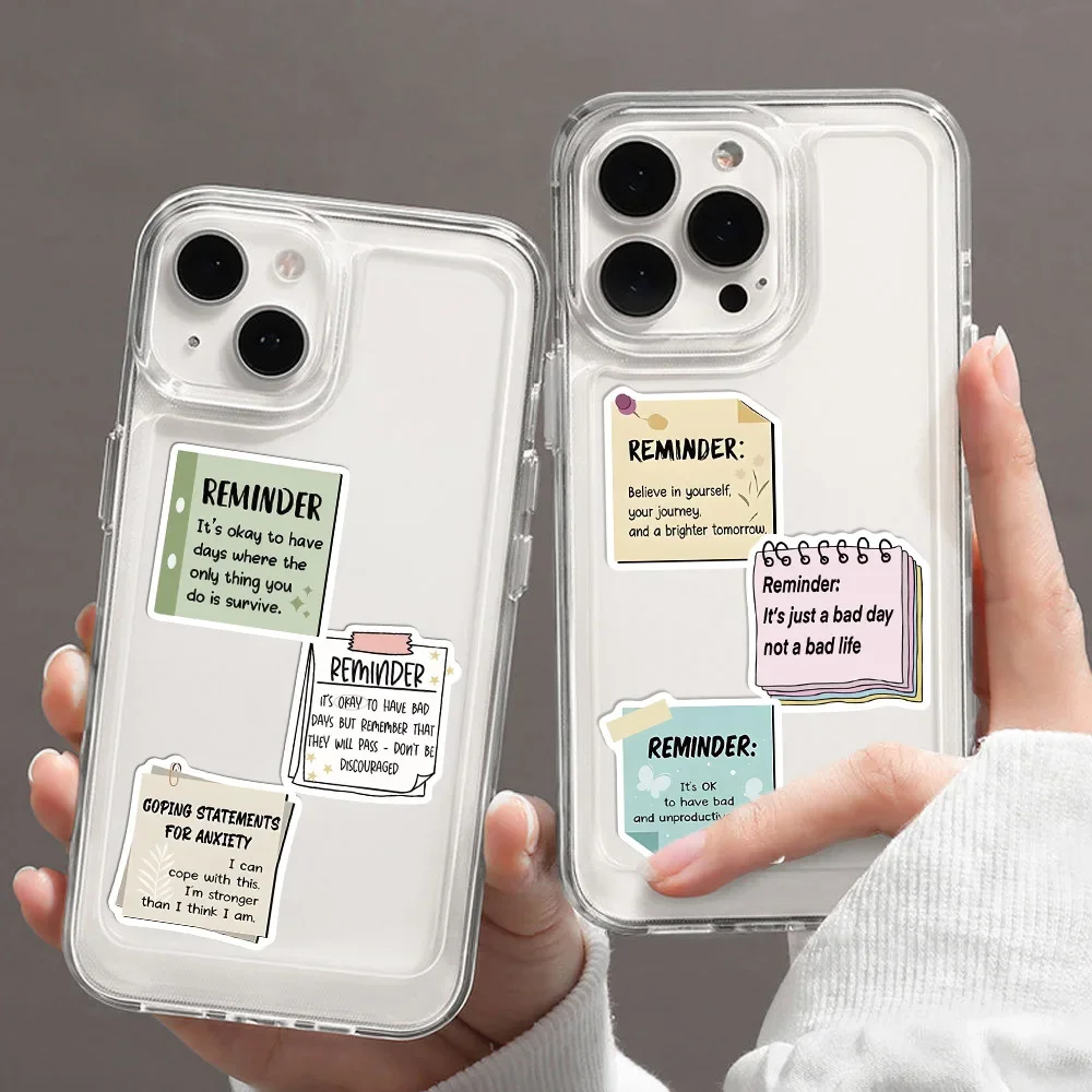 50pcs Reminder Stickers Mental Health Graffiti Stickers DIY Phone Guitar Laptop Suitcase Waterproof Sticker