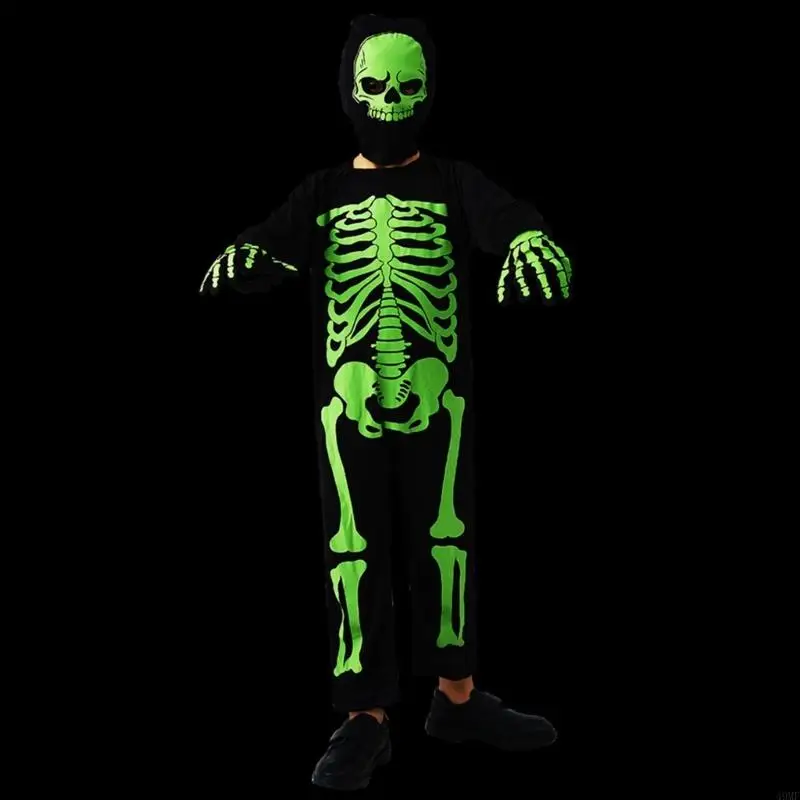 49mf Kids Role Play Jumpsuit Fancy Dress Up Bone Jumpsuit Boy Girl Halloween Costumes Party Cosplay Bodysuit Skeleton kostuum