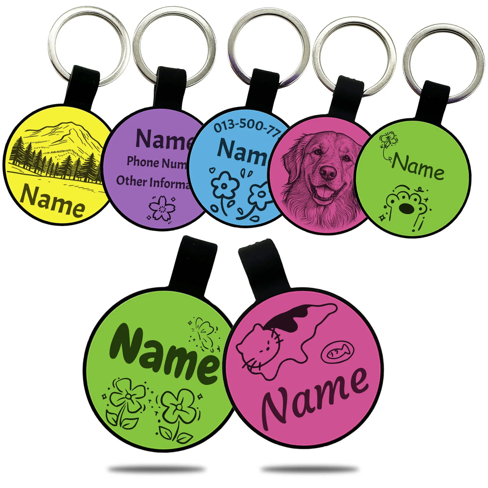 

Personalized Pet ID Tags Double‑Sided Engraved Silicone Dog & Cat Name & Photo Anti‑Lost Lightweight Silent Collar Accessories