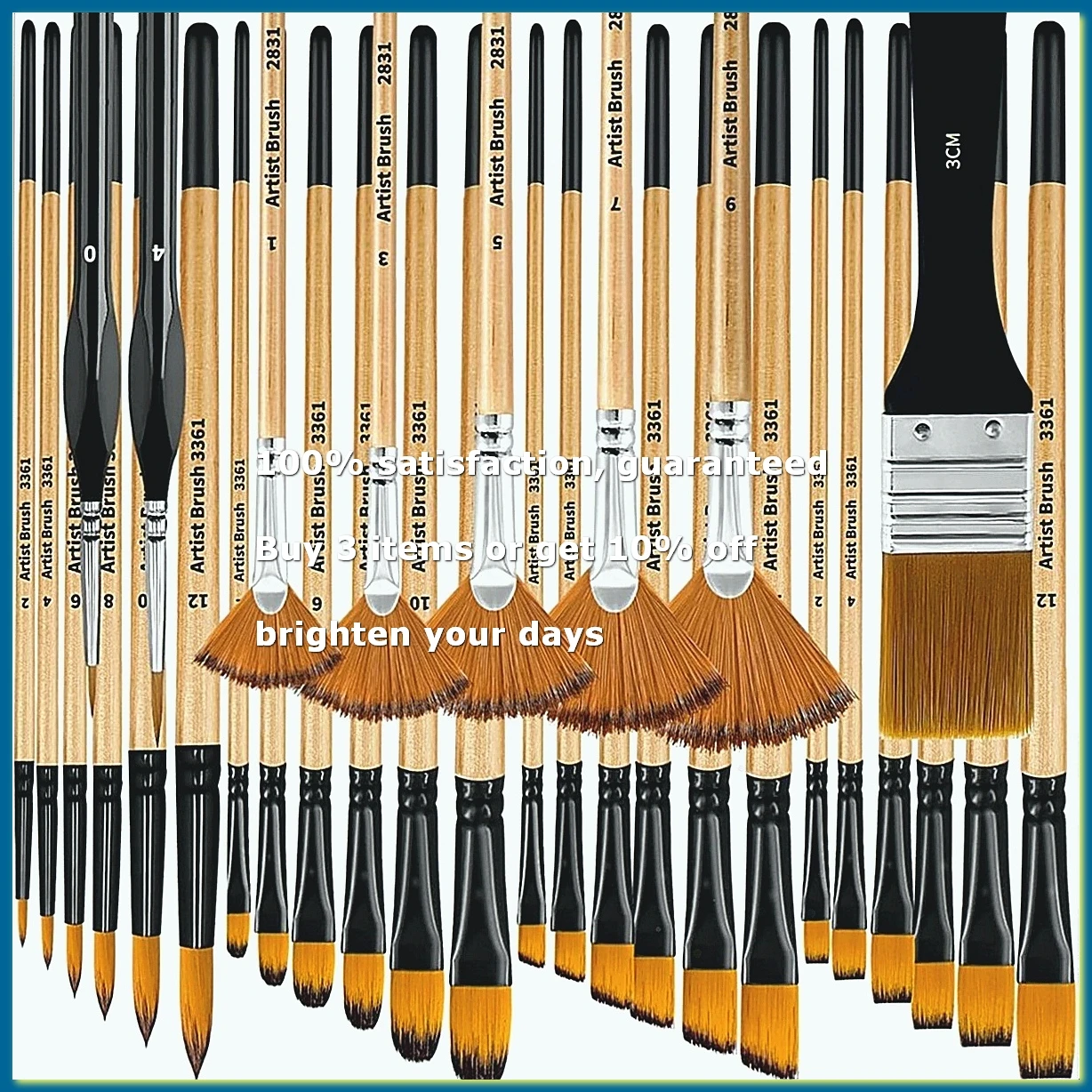 Paint Brush Set, Nylon Bristles with Round, Filbert, Flat, Fan, Angle, Suitable for Artists and Beginners for Acrylic
