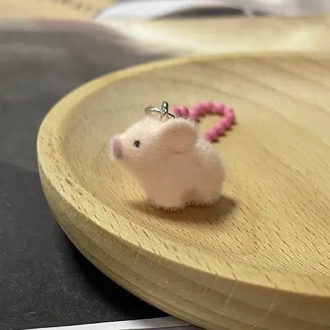 푹신한 귀여운 핑크 돼지 열쇠 고리 양 Capybara 수달 수지 미니 3D 동물 열쇠 고리 홀더 가방 매력 자동차 펜던트 선물