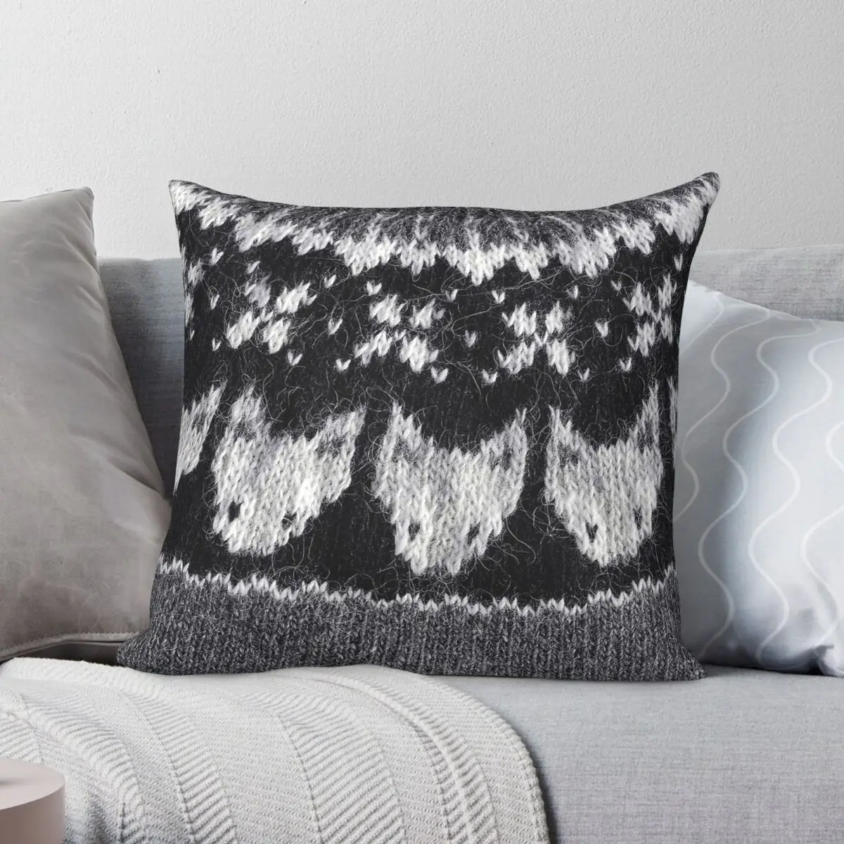 Icelandic Sweater Refur Square Pillowcase Polyester Linen Velvet Pattern Zip Decorative Throw Pillow Case Car Cushion Case