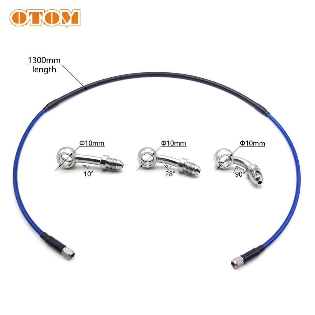 Universal Motorcycle Brake Hose Line For HONDA KTM YAMAHA KAWASAKI Steel Brake Cable Hydraulic Banjo Pipe 1300mm Elbow 10/28/90°
