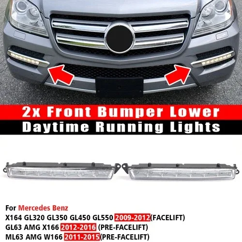 For Mercedes Benz GL-Class X164 GL320 GL350 GL450 GL550 2007-2012 Car LED Daytime Running Light 1649060451 1649060351