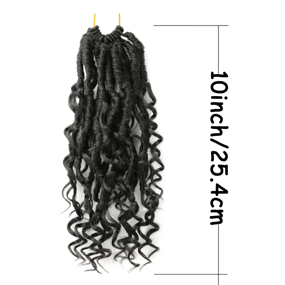 وصلات شعر كروشيه من Goddess Locs 12 حامل/حزمة 10 بوصة شعر فو لوكس مع أطراف مجعدة مموجة عميقة اصطناعية مموجة مسبقًا