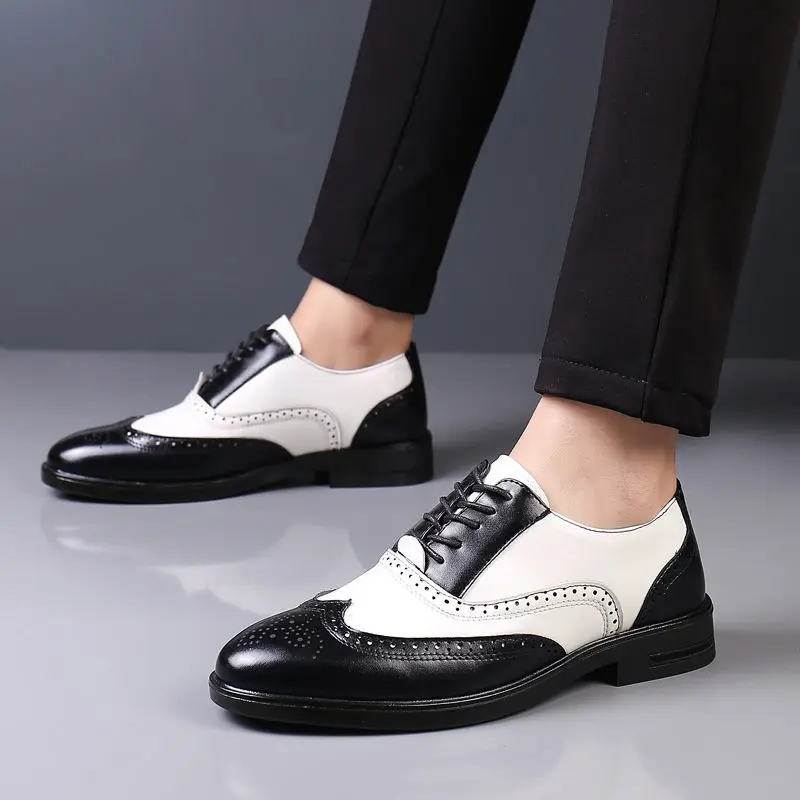

Color Blocking Pointed Toe Lace Up Men's Formal Shoes Spring Autumn Cheap Liquidation New 2025 Trend Style Suit Social Shoe Male